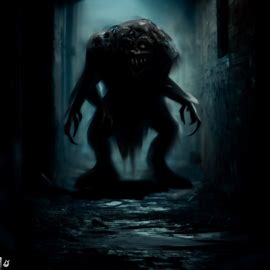 pict a horrifying monster lurking in the shadows of a creepy alleyway. Image 1 of 4