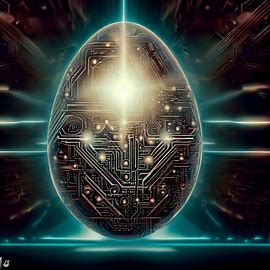 Generate a picture of a futuristic egg that has been designed with intricate and advanced technology.. Image 4 of 4