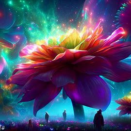 Imagine a world where flowers have evolved to be massive, glowing, and colorful creatures.. Image 4 of 4