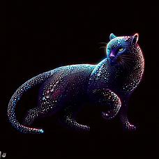 Illustrate a fascinating and unique take on a hellcat with its body covered in shimmering gemstones.