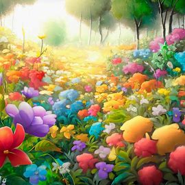 Draw a picture of a beautiful garden filled with colorful flowers, representing the growth and renewal of hope in one's life.. Image 1 of 4