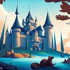 Illustrate the most majestic and grandiose beaver-themed castle.