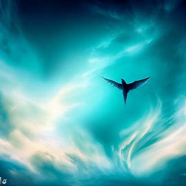 Create an image of a bird soaring against a stunning azure sky. Image 4 of 4