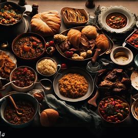 Visualize a mouth-watering array of home-cooked dishes, ranging from savory soups and stews, to hearty casseroles and roasts, to delicate desserts and baked goods.. Image 2 of 4