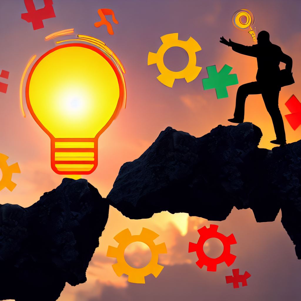 Create an image of a person using creative problem-solving methods to overcome obstacles.. Image 4 of 4