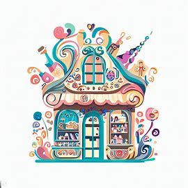 Create an image of a unique and creative craft store with a whimsical design.. Image 2 of 4