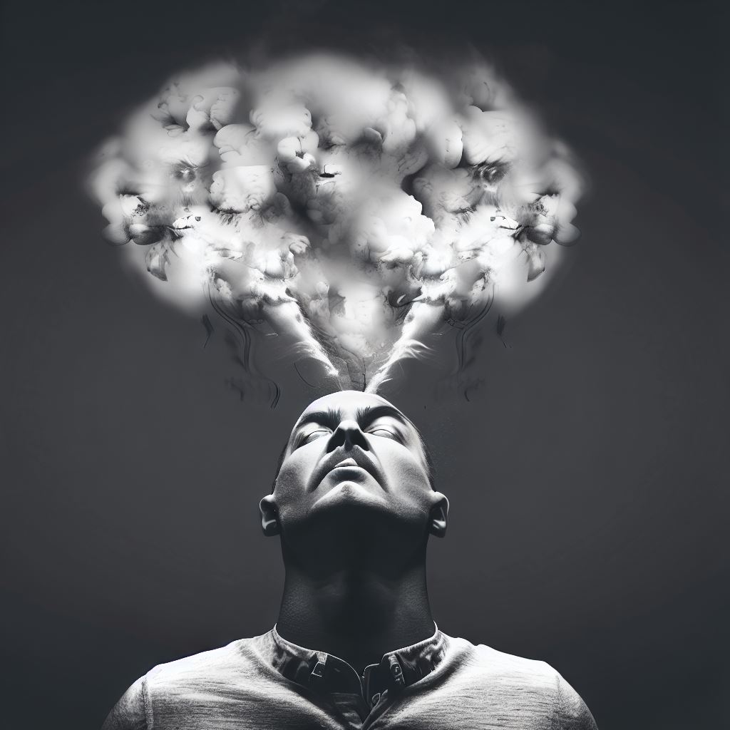 Create an image of a person bursting with anger, with steam coming out of their ears.