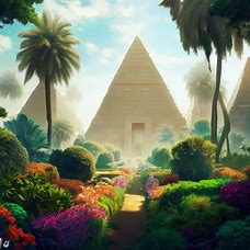 What if the pyramids weren't just ancient tombs, but instead were beautiful and towering structures filled with vibrant gardens and stunning architecture?