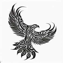 Draw a stylized eagle with a tribal design molded into its feathers. Image 1 of 4