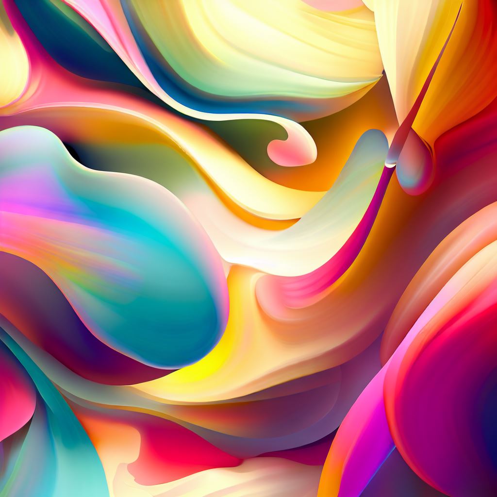 Illustrate an abstract representation of happiness, full of vibrant colors and flowing shapes