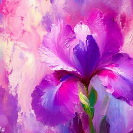 Create an iris painting where you mix romantic shades of pink and purple. Image 4 of 4