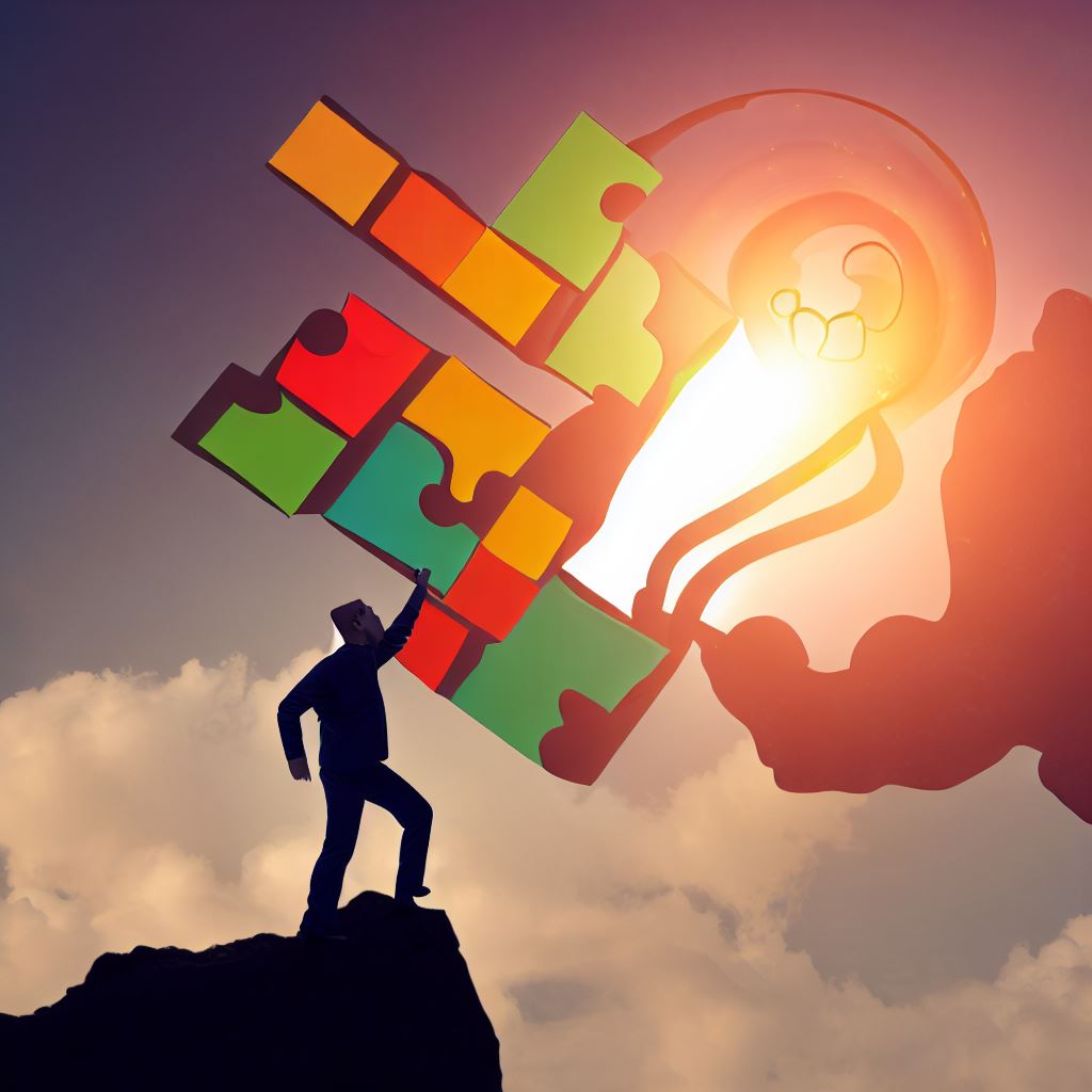 Create an image of a person using creative problem-solving methods to overcome obstacles.. Image 2 of 4