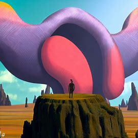Create a surreal landscape where a giant ear is the centerpiece.. Image 1 of 4