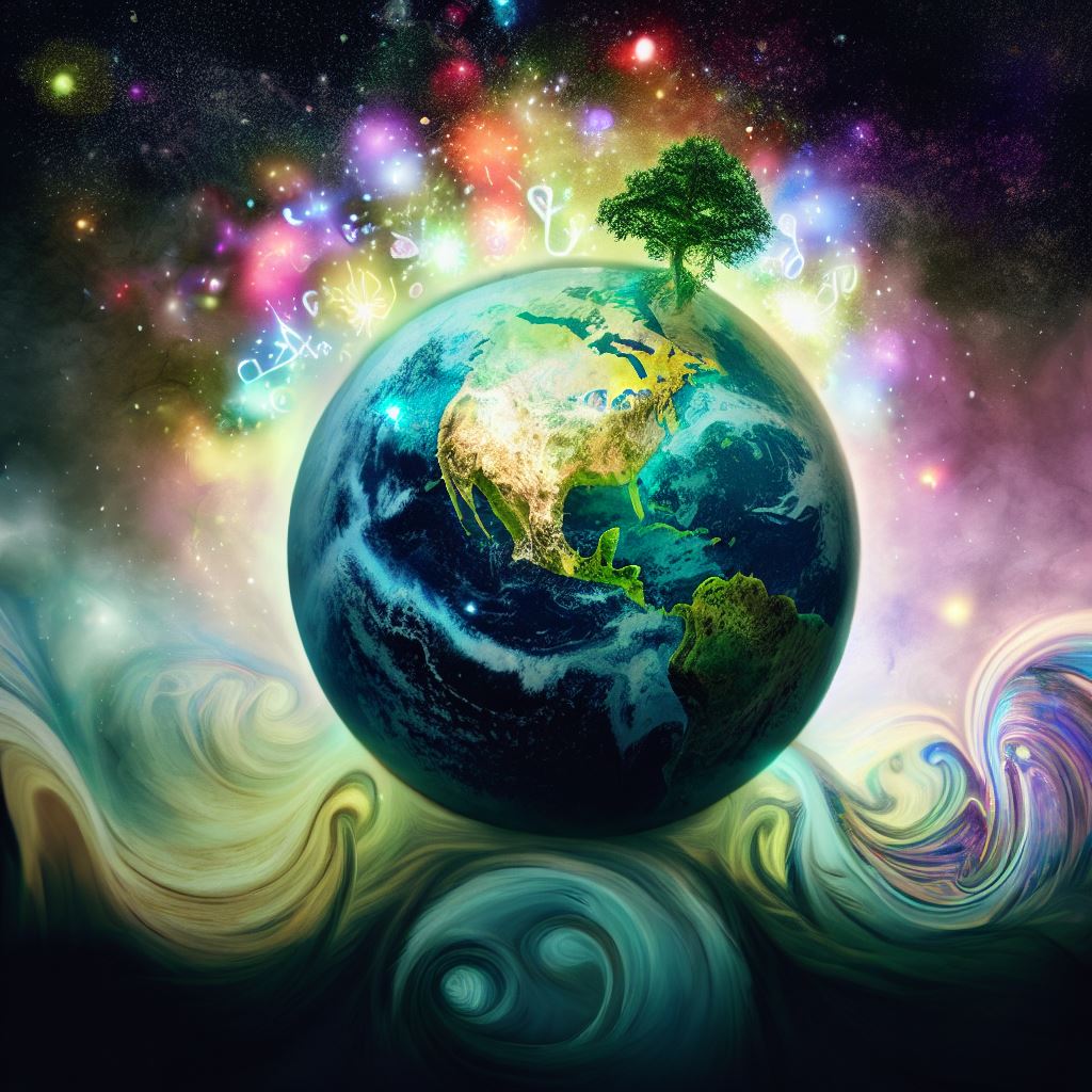Create a whimsical and magical depiction of the earth celebrating Earth Day