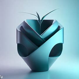Design a futuristic, abstract pot for holding plants with a unique geometric shape.. Image 4 of 4
