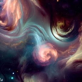 An imaginative depiction of the universe, with swirling, vibrant galaxies and mysterious, dark nebulae.。第 3 个图像，共 4 个图像