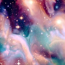 Imagine a dreamy galaxy filled with sparkling stars, vibrant colors, and swirling clouds.. Image 3 of 4