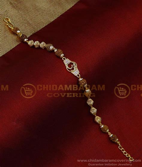 Buy Latest White Stone Om Gold Plated Rudraksha Bracelet for Men