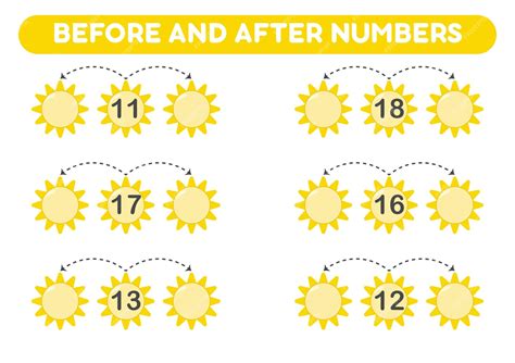 Juego de matemáticas para niños antes y después de los números hojas de ...