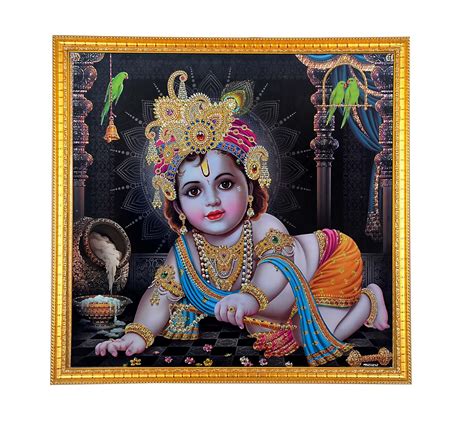 Dattatreya Bal Krishna makhan chor Photo Frame Foil Poster Length 18 ...