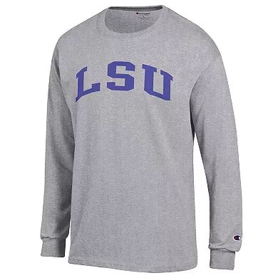 Men's Champion Heather Gray LSU Tigers Basic Arch Long Sleeve T-Shirt