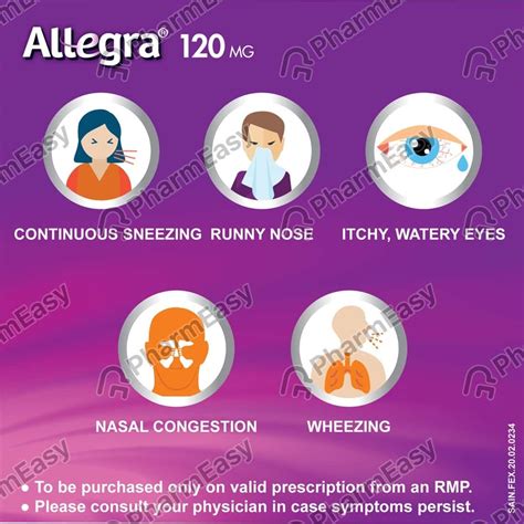 Allegra 120 MG Tablet (10): Uses, Side Effects, Price & Dosage | PharmEasy