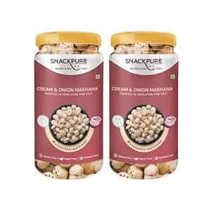 Snackpure Cream & Onion Roasted Makhana | Healthy Puffed Snack | Gluten ...