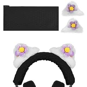 Geekria NOVA Knit Fabric Headband Cover+Cat Ears Attachment Compatible ...