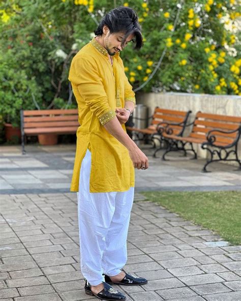FAISU MUSTARD YELLOW MIRROR EMBROIDERY KURTA AND PAJAMA – Karma Kurta