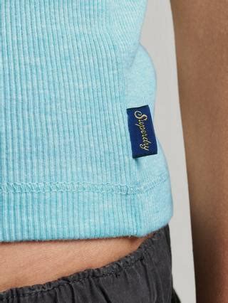 Superdry Lace Trim Vest Top, Minted Green Marl