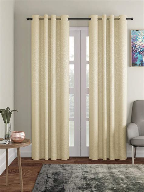 Buy SOUMYA Polycotton Geometrical Eyelet Door Curtain (Cream, 7.25 feet ...