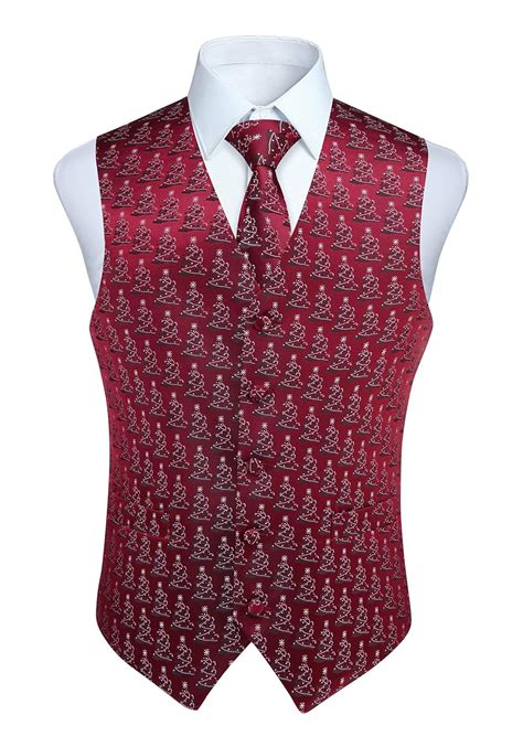 Buy HISDERN Men's Suit Vest Christmas Tree Santa Claus Jacquard ...