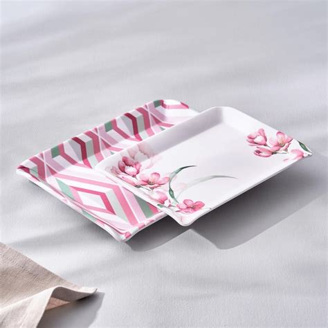 Buy Spinel Set of 2 Melamine Printed Serving Trays from Home Centre at ...