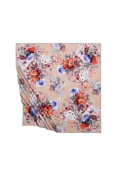 Salmon Fulya Pattern Silky Square Scarf