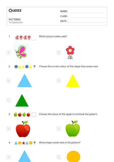 50+ Shape Patterns worksheets for 1st Class on Quizizz | Free & Printable