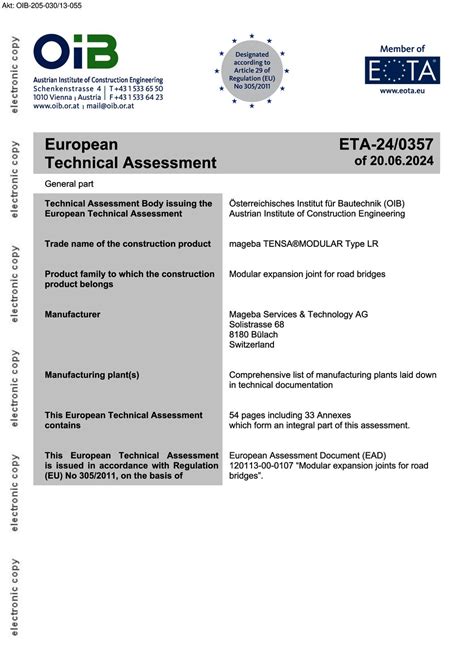 ETA certification for mageba modular expansion joints! - Mageba