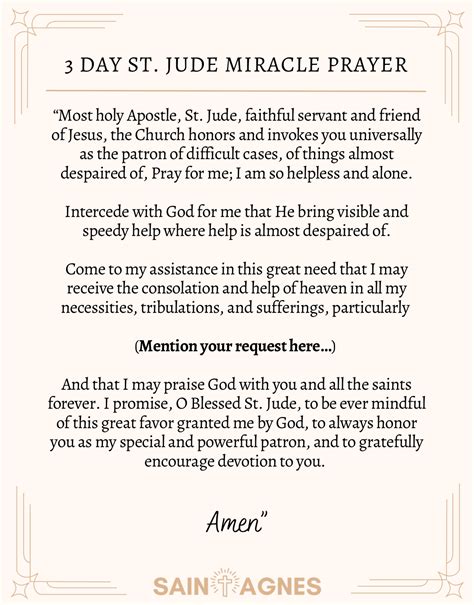 3 Day St. Jude Miracle Prayer: Never Known to Fail
