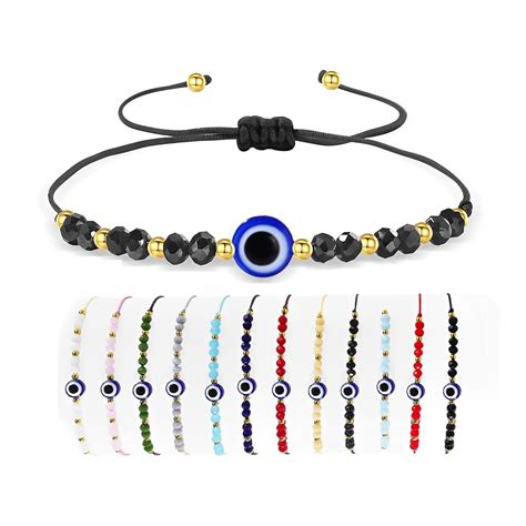 Buy SANNIDHI® 12Pcs Evil Eye Bracelets for Women Men, Handmade Braided ...