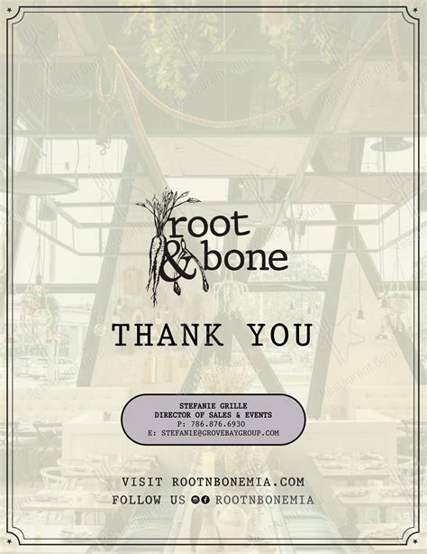 Menu at Root & Bone restaurant, South Miami