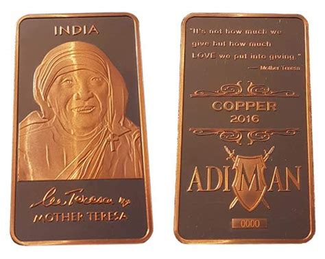 Adiman Pure Copper mother teresa copper bullion coin, Brown : Amazon.in ...