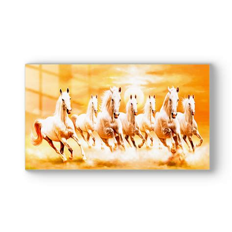Seven Horses Wall Painting Glass Painting – Flair Glass