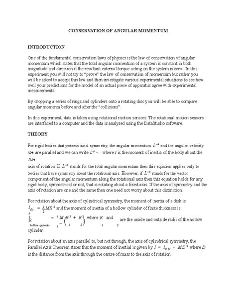 Principle of conservation of angular momentum - CONSERVATION OF ANGULAR ...