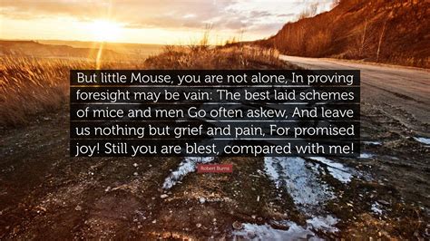 Robert Burns Quote: “But little Mouse, you are not alone, In proving ...