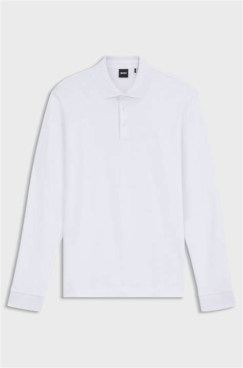 BOSS - Interlock-cotton polo shirt with embroidered logo - White