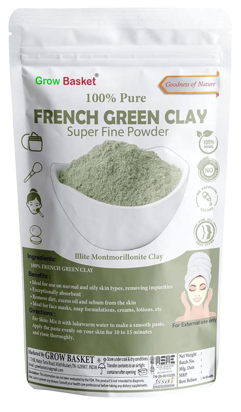 Buy Grow Basket French Green Clay Powder Toning Clay, Balance The Skins ...