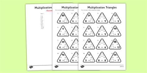 Multiplication Triangles Worksheet / Worksheet 3, 4 and 8 Times Tables