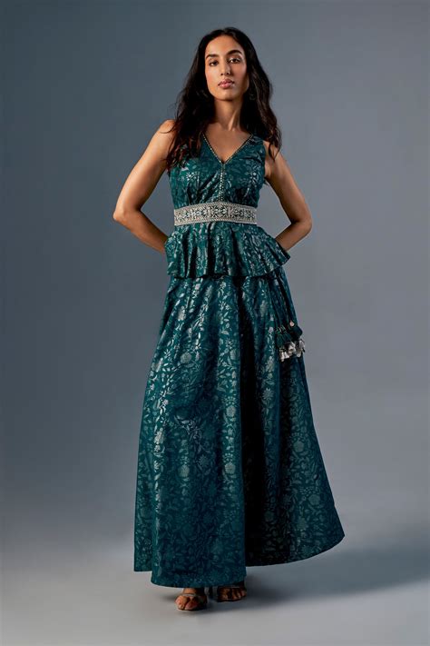 Buy Peplum Top Skirt Set Online for Women from Globaldesi ...
