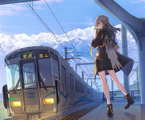 Download wallpaper girl, mountains, train, trail, Peron, Honkai Star ...
