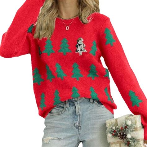 Shermie Christmas Holiday Sweater, Women’s Crewneck Pullover, Sequin ...