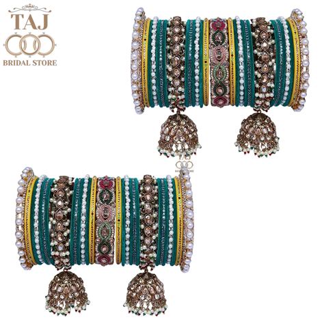 Luxurious Wedding Bangles Set With Best Kundan and Jhoomer Design – Taj ...